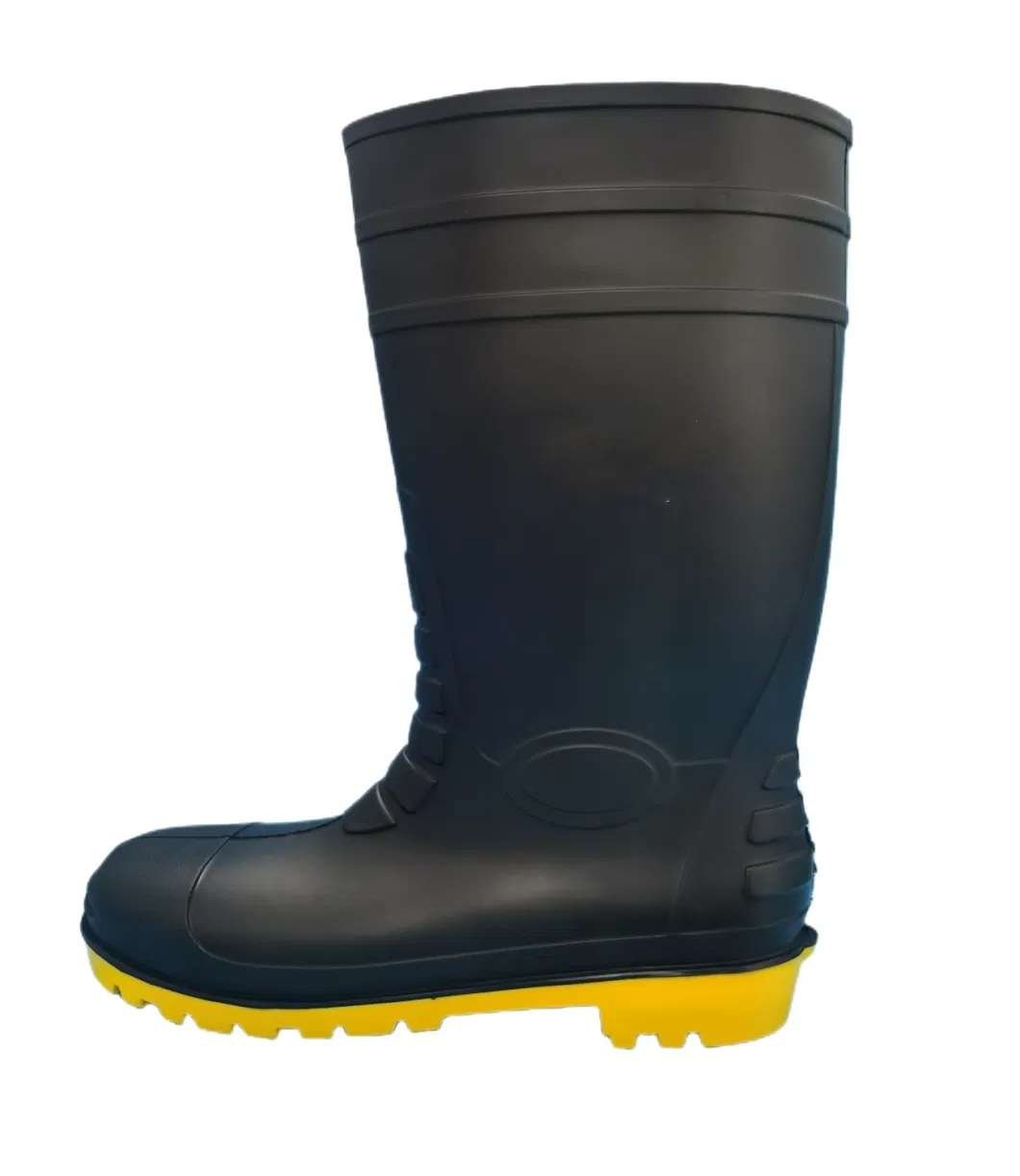 Black Industry /Steel Toe Safety Wellington Rain Rubber Waterproof Safety PVC Boots