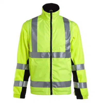 Reflektierende Jacken, hohe Sichtbarkeit, wasserdichte Verkehrssicherheitskleidung, 2-in-1-Arbeitsjacke mit abnehmbaren Ärmeln