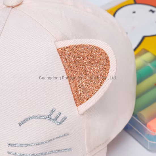 Kundenspezifische Frühlings-Sommer-justierbare Stickerei-nette rosa Kinderbaseballmützen-Sonnenkappen