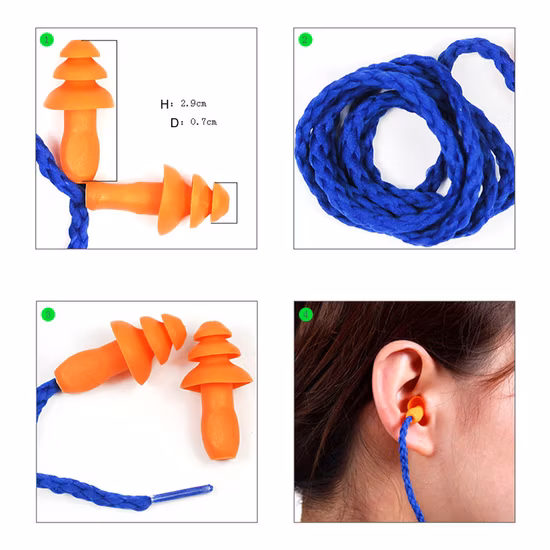 Gehörschutz, Sport-Ohrenschützer, gelbes Lanyard, Silikon-Ohrstöpsel