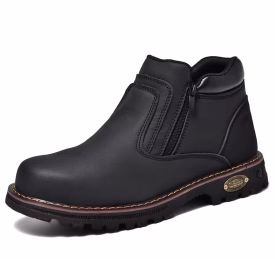 Schwarze, wasserfeste, leichte Sicherheitsstiefel aus echtem Nubukleder mit Gummiaußensohle und Kevlar